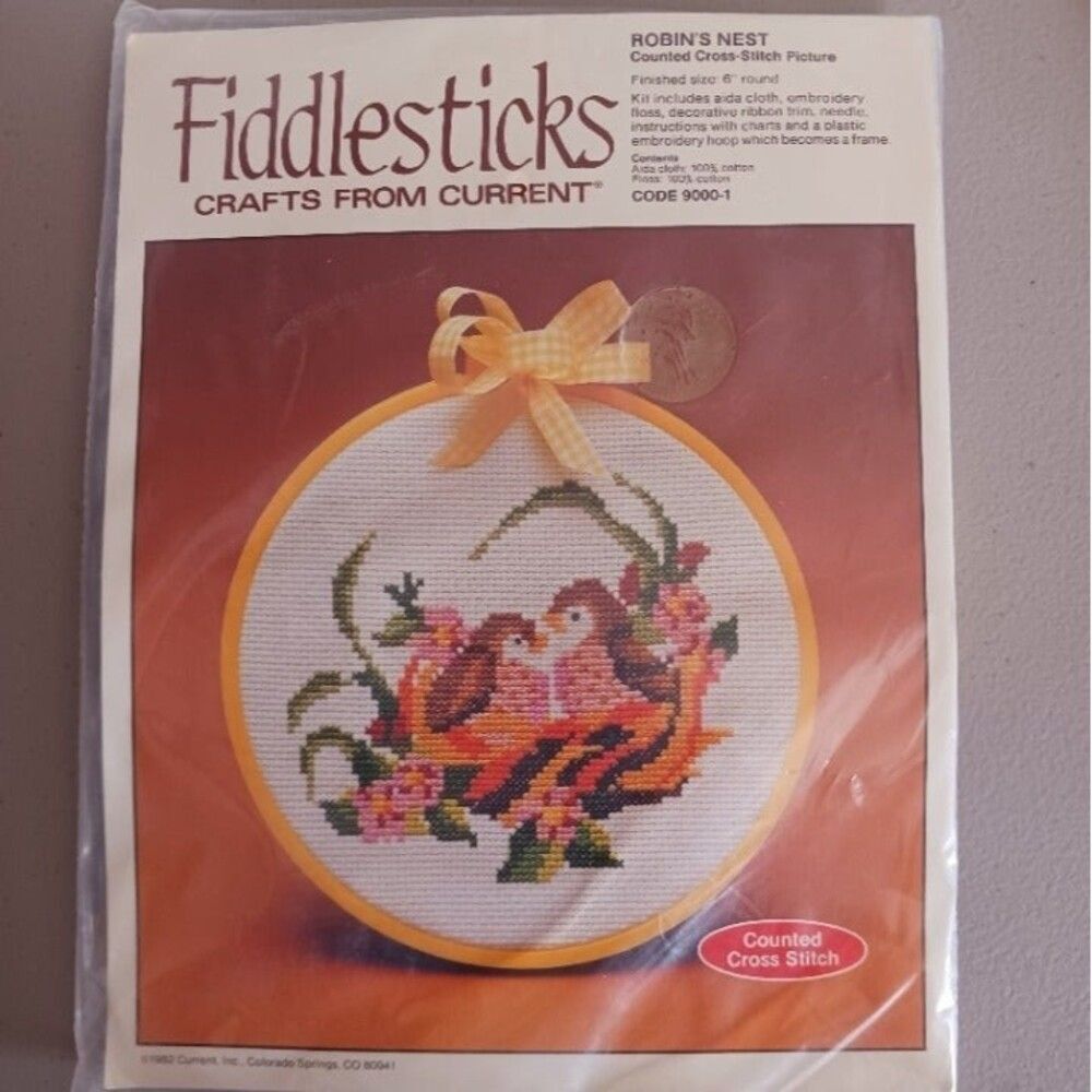 Vintage Fiddlesticks “Robin’s Nest” Counted Cross Stitch 1982 Crafts By Current